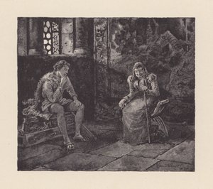 Ilustrace k filmu Předvečer svaté Anežky od Johna Keatse (litografie)