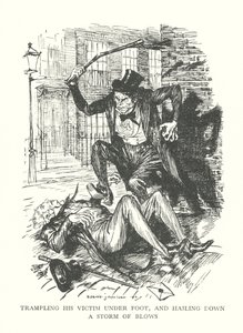 Ilustrace ke knize R. L. Stevensona Podivný případ doktora Jekylla a pana Hyda (litografie) od Edmund Joseph (after) Sullivan