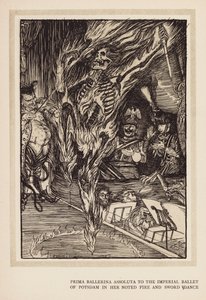 Kaiserův věnec: (litografie): Prima balerína Assoluta císařského baletu v Postupimi ve svém proslulém tanci s ohněm a mečem (litografie) od Edmund Joseph (after) Sullivan