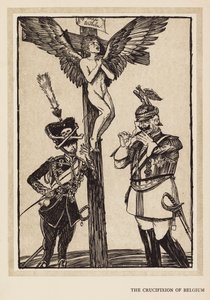 Kaiserův věnec: Ukřižování Belgie (litografie) od Edmund Joseph (after) Sullivan