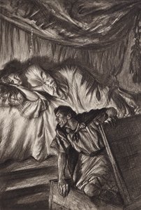 William Shakespeare: Cymbelín, 2. dějství, 2. scéna (litografie) od Edmund Joseph (after) Sullivan