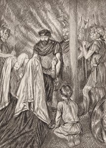 William Shakespeare: (litografie): Tragédie Coriolanus, V. dějství, 3. scéna (litografie) od Edmund Joseph (after) Sullivan