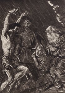 William Shakespeare: Tragédie krále Leara, 3. dějství, 4. scéna (litografie) od Edmund Joseph (after) Sullivan