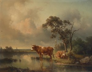 Edmund Mahlknecht Odpočinek krav u rybníka 1854