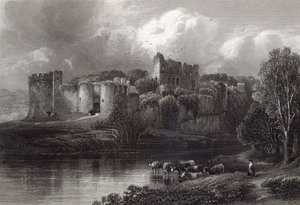 Hrad Chepstow, ryl R. Hinshelwood, tiskl Cassell und Company Ltd od Edmund Morison Wimperis