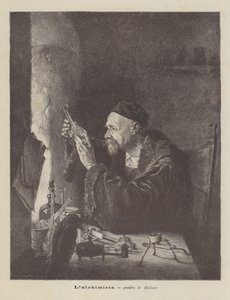 Lalchymista, obraz od Hellmera od Edmund Ritter von Hellmer