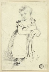 Dívka stojící na pohovce (recto); Fragment: Zadní část hlavy ženy (verso) od Edmund Thomas Parris