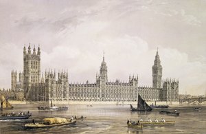 The New Houses of Parliament, vyrytý Thomas Picken (fl.1838-d.1870) pub. 1852 od Lloyd Bros. und Co. (litografie)
