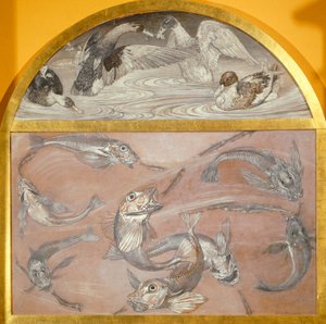 Diptych s rybami a kachnami v rybníku (tempera na kartě,) od Edoardo Gioja