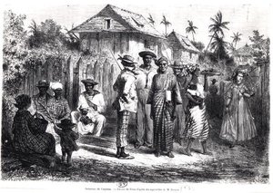 Rodáci z Cayenne, podle akvarelů M. Bouyera, ryl Antoine Valery Bertrand (nar. 1823) (rytina) (č/b foto)