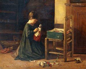 Oblékání panenky, od Edouard Alexandre Sain