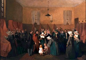 Návštěva Napoleona III. a Eugenie v jeslích sestry Rosalie od Edouard Alexandre Sain