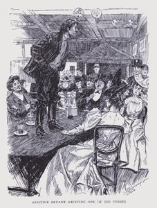 Bohémská Paříž: Aristide Bruant recituje jeden ze svých veršů (litografie) od Edouard Alfred (1875 1954) Cucuel