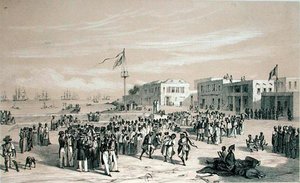 Government Square, Goree Island, Senegal, cca 1840 (litho) od Edouard Auguste Nousveaux