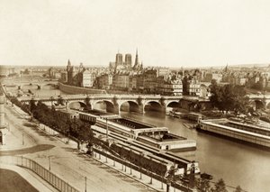 Seina s mosty, vzadu Notre-Dame de Paris od Édouard Baldus