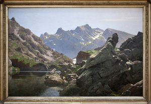 Jezero merlat, olejomalba Edouarda Bruna (1860-1935) z roku 1901, jezero se nachází v řetězci Belledonne v Isere. Photophraphie, KIM Youngtae, Grenoble, Musee de Grenoble. od Edouard Brun