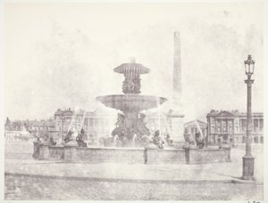 Fontána, Place de la Concorde, Paříž od Edouard Denis Baldus