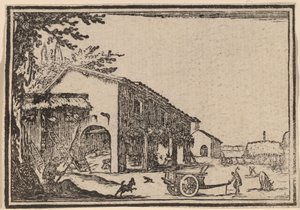 Nádvoří farmy od Edouard Eckman after Jacques Callot