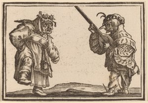 Tanečníci s loutnou od Edouard Eckman after Jacques Callot