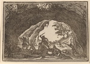 Vojáci útočící na lupiče od Edouard Eckman after Jacques Callot