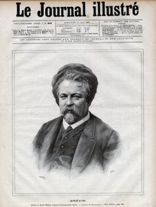 Alfred Grevin (1827-1892) sochař, karikaturista, karikaturista, karikaturista a návrhář francouzských divadelních kostýmů - rytina Navellier podle Nadarovy fotografie v „The Illustrous Journal“ z roku 1892