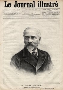 Portrét Andreho Theurieta (1833-1907), francouzského romanopisce, básníka a akademika - rytina Navelliera v „Le journal illustrious““ z roku 1891
