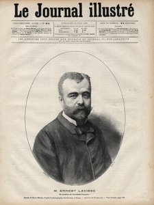 Portrét Ernesta Lavisse (1842-1922), francouzského historika a akademika - rytina Navellier v „Le journal illustrious““ z roku 1892