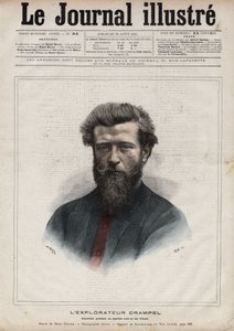 Portrét Paula Crampela (1864-1891), francouzského průzkumníka střední Afriky - rytina Navelliera v „The Illustrous Diary““ z roku 1891
