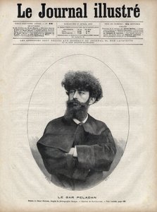 Sar Merodack Josephin Peladan, pseudonym Josephina Peladana (1858-1918), francouzský spisovatel a okultista - rytina Navellier v „The Illustrous Journal“ z roku 1892