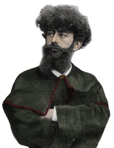 Sar Merodack Josephin Peladan, pseudonym Josephina Peladana (1858-1918), francouzský spisovatel a okultista - rytina Navellier v „The Illustrous Journal“ z roku 1892