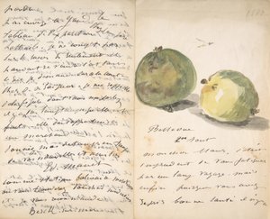 Dopis Eugènu Mausovi, zdobený dvěma jablky, 2. srpna 1880. od Édouard Manet