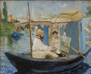 Claude Monet malující ve svém ateliérovém člunu od Édouard Manet