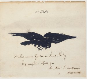 Ex-libris litografoval Edouard Manet pro ilustraci: Edgar Allen POE. Vrána. Havran. Překlad Stéphane Mallarmé s ilustracemi Edouarda Maneta od Édouard Manet
