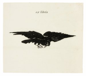 Flying Raven: ex libris, z The Raven (Le Corbeau) od Édouard Manet