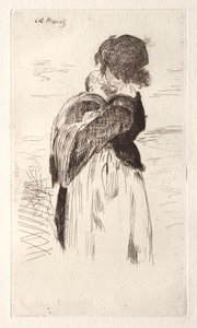 Holčička drží dítě. od Édouard Manet