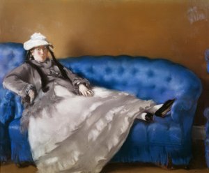 Madame Manet na modré pohovce od Édouard Manet