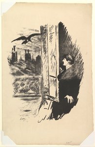 Otevřít zde Vyhodil jsem závěrku. Ilustrace k Havranovi od Edgara Allana Poea, 1875. od Édouard Manet