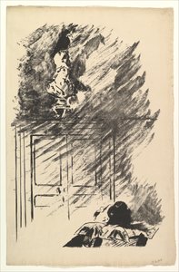 Posazený na bustu Pallas. Ilustrace k Havranovi od Edgara Allana Poea, 1875. od Édouard Manet