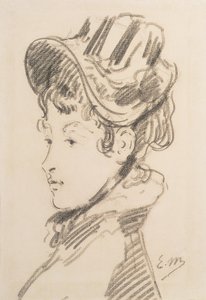 Portrét Madame Jules Guillemet, kolem roku 1880 (černá křída) od Édouard Manet