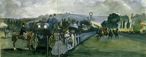 Závodní dráha v Longchamps, 1864 (wc a kvaš přes grafit na papíře) od Édouard Manet