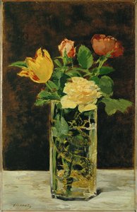 Růže a tulipán (olej na plátně) od Edouard Manet