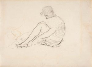 Sedící žena (Lehký náčrt mužské hlavy) od Édouard Manet