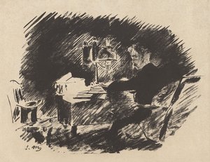 Pod lampou, z překladu Havrana Edgara Allana Poea od Stéphana Mallarmého od Édouard Manet