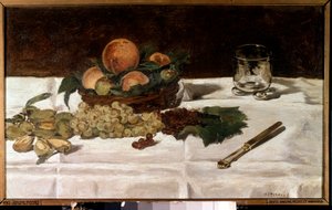 Zátiší, ovoce na stole Malba Edouarda Maneta (1832-1883) 1864 Sun. 0,45x0,73 m Paříž, musee d