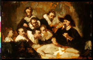 Lekce anatomie, po Rembrandtovi, kolem roku 1856 od Édouard Manet