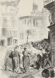 Barikáda, 1871, vytištěno 1884 od Édouard Manet