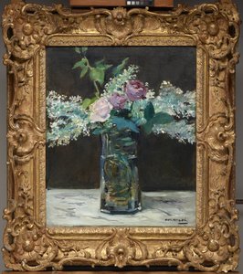 Váza bílých šeříků a růží od Édouard Manet