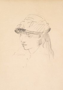 Mladá dívka v kulatém klobouku, 1878-79 (grafit na papíře) od Édouard Manet