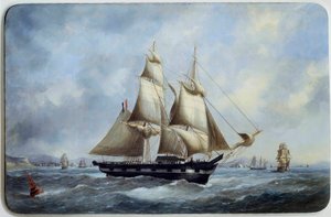 Bresilská cihla opouštějící přístav Le Havre Aquarelle od Edouarda Adama (1847-1929) Paříž 19. století, Musee de la Marine