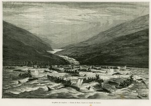 Lov delfínů. Rytina Riou pro ilustraci příběhu Měsíc na souostroví Faerské ostrovy (Faerské ostrovy, Faerské ostrovy, Dánsko), H.Labonne, in le tour du monde 1887, režie Edouard Charton (1807-1890), Hachette, Paříž. od Edouard Riou